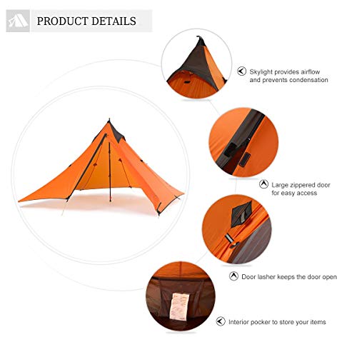 Trekkingstok, ultralichte tent voor 1 persoon, 3 seizoenen, lichte piramidetent voor bergbeklimmen, wandelen, kamperen - Image 4