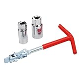 Holoras Universal Joint Spark Plug Wrench, T-Handle Socket Wrench Swivel Spark Plug Removal Installer Tool Kit for Motorcycle, 5/8 Inch (16mm) and 13/16 Inch (21 mm)