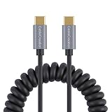 Coiled USB C to USB C Cable, CableCreation USB Type C Cable 3A Fast Charging, Compatible with MacBook (Pro), Samsung Note 8, LG V30, Stretched Length 4 ft, Black Aluminum Shell