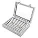 Armear Earring Storage Case 7 Slots Ring Velvet Display Case Box Earring Ring Organizer Velvet Jewelry Tray Cufflink Storage Showcase with Clear Glass Lid Grey