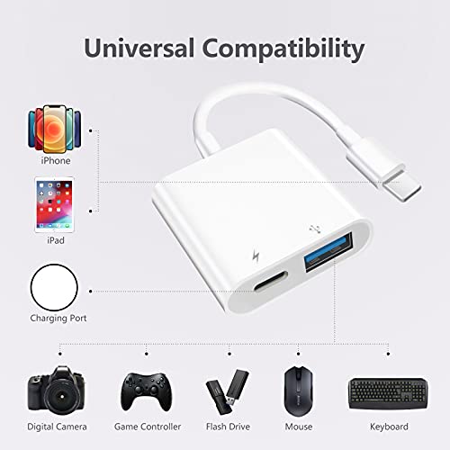 Plusysee USB Adapter iPhone, iPad Camera Adapters, USB Female OTG Adapter for iPhone with