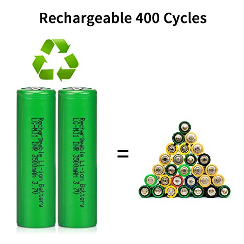 18650 Akku, Keenstone 2 Stücke 3500mAh 3,7V Wiederaufladbarer Batterie 18650 Li-Ionen Button Top Akku für LED-Taschenlampe, Ferngesteuertes elektronisches Spielzeug, Mikrofon-[Nicht für E-Zigaretten]