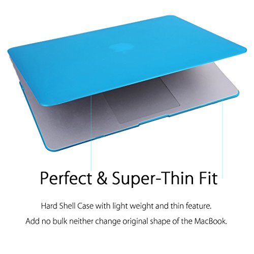 UESWILL Smooth Soft-Touch Matte Frosted Hard Shell Case Cover for MacBook Air 13" (Model: A1466/A1369) + Microfibre Cleaning Cloth, Aqua Blue