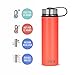 MIRA 22 Oz Stainless Steel Vacuum Insulated Wide Mouth Water Bottle with 2 Caps | Thermos Keeps Cold for 24 hours, Hot for 12 hours | Double Walled Powder Coated Travel Flask | Coral