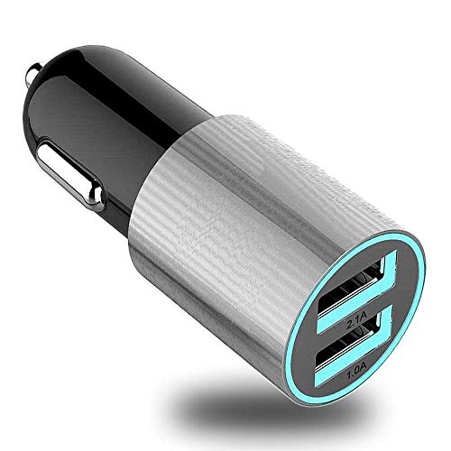 Car Charger Compatible Energy Sistem Energy Phone Max 3+ 5.2" and More, JULAM 3.1A Dual USB Port Fast Car Charger Adapter Wiht LED Indicator Light (Gray)