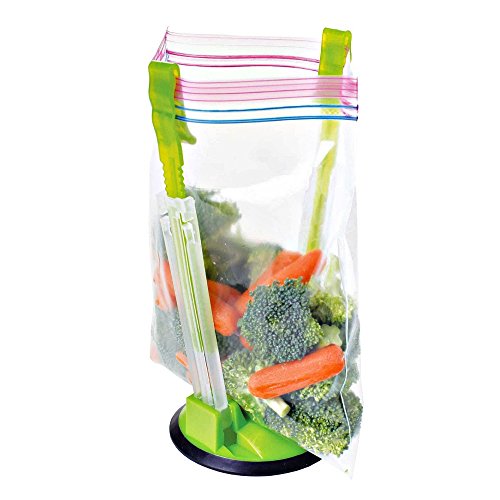 Eutuxia Hands-Free Baggy Rack, Plastic Bag Holder and Baggie Stand. Clip Food Storage Bags onto Holder, Ideal Kitchen Product