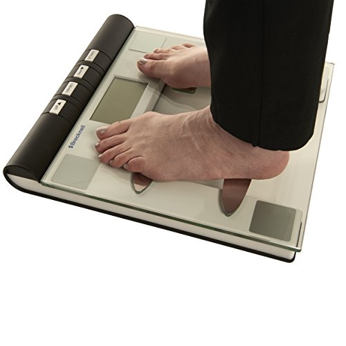 Brecknell na BFS-150 Digital Body Fat Bathroom Scale, 396 lb. Capacity, 12 User Memory, Easy to Clean Top, Large LCD, Glass Top, White