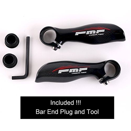 Vinqliq 2PCS Carbon Fiber MTB Bike Bicycle Cycling 7/8" Handlebar Bar End Grips Lightweight Durable with 2 Bar Plugs and Allen Wrench for MTB Road Bike (Glossy Black) (Glossy Black) - Thumbnail 4