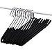 Spring Fever Open Ended Non Slip Sponge Padded Pants Hangers - Chrome Plating Foam Heavy Duty Space Saving Black 10