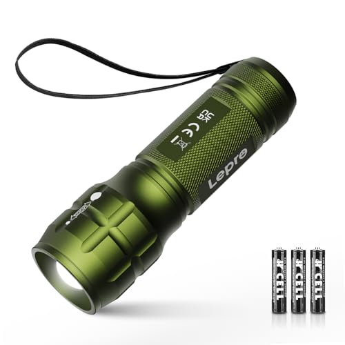 LE LED Torch Battery Powered, LE1000 Bright Hand Flashlight, Adjustable Focus, Water Resistant, Lightweight, for Power Cut, Camping, Dog Walking, Easy to Use Small Torch, Gift for Kids Men Dad Him