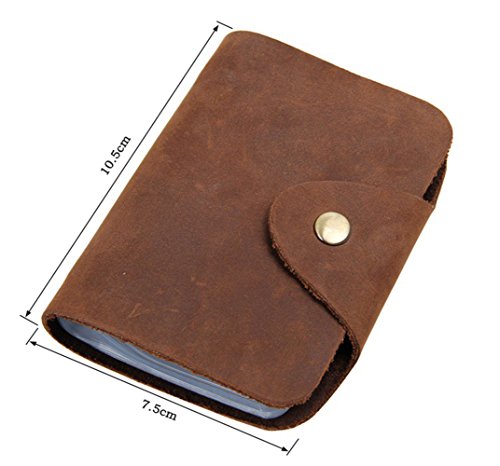 Vintage Leather Credit Card Holder Wallet,UBaymax 26 Slots Crazy Horse Leather Cards Book Case Brown