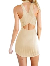 Bigyonger vestido sexy de verano sin mangas, sin espalda, para mujer