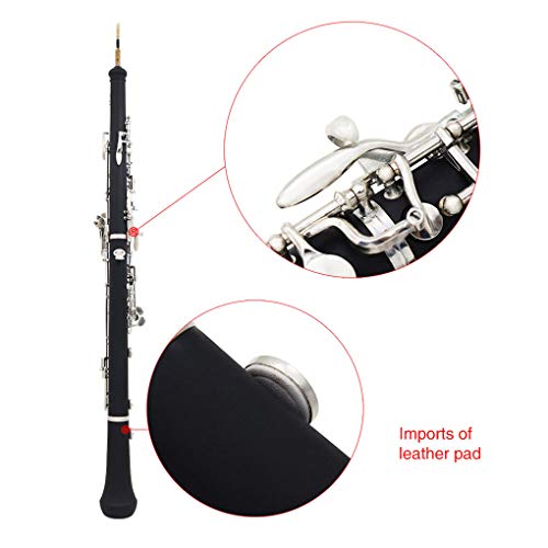 Zerama Professional Oboe C Key Cupronickel Plated Silver with Gloves Cleaning Cloth Screwdriver Leather Case Bag Strap - Thumbnail 4
