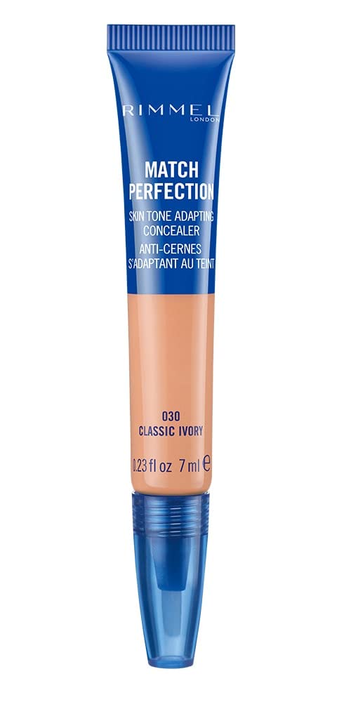 Rimmel London Match Perfection Light Coverage Blendable Liquid Concealer, 030 Classic Ivory, 7 ml