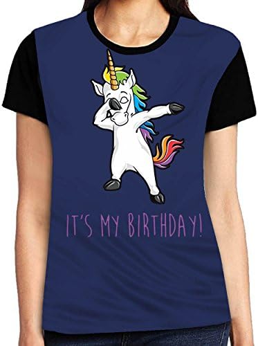 Dearsally Novelty It's My Birthday T Shirt Woman Girl Graphic Fashion Distinctive Short O-Neck Tee Original Women's Tee Navy