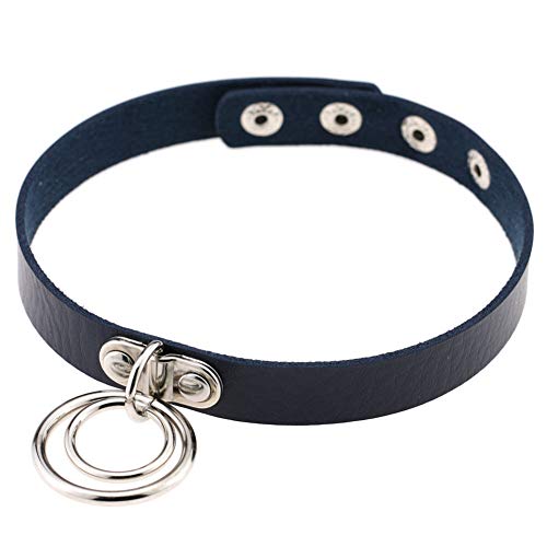 SaniswinkPunk-Unisex-Adjuktable-Double-Loop-Faux-Pelle-Sexy-Choker-Collana-Collare-Nero
