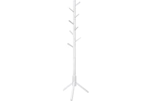SEANTUA Wooden Coat Rack Free Standing Coat Tree with 8 Hooks, 3 Adjustable Sizes, NO Tools Required, Entryway Coat Stand Coa