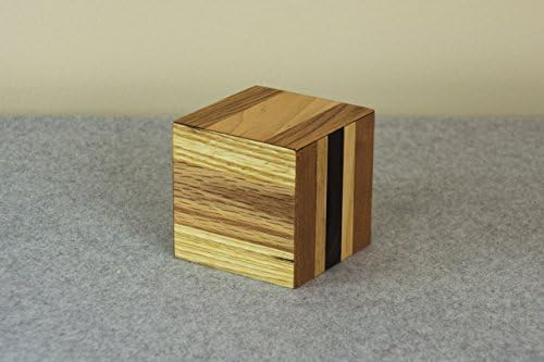 Wooden Box - Handmade Unique Decorative Wooden Box - Trinket or Hidden Storage Box - Mitered Edges on Lid Form a Compact Cubed Box - Home Accent Piece
