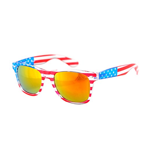 Shaderz Clear American America USA Sunglasses Frame Retro 80's Golden Lenses