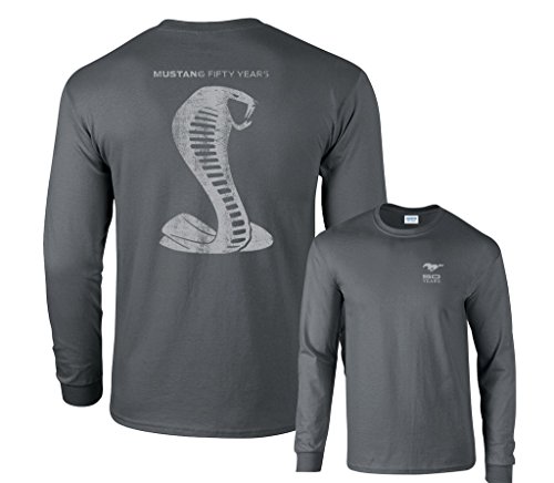 Fair Game Mustang Fifty Years Ford 50 Shelby Cobra Grey Snake Long Sleeve T-Shirt-Charcoal-2x