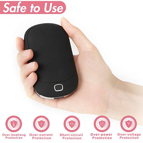 Portable Hand Warmer, 5200mAh Power Bank Rechargeable Type-C Hand Warmer Heater Pocket Electric Handwarmer,Double-Side Quick Heatingï¼†4 Levels Adjustable,Perfect for Skiing Climbing Hiking Winter,Black