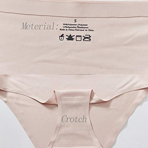 Women\'s Seamless Bikini Panties No Show Strech Hi Cut Underwear 6 Pack (3303-6C, US L(Tag Size M))