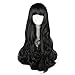 Mcoser Black Long Wavy Wig Anime Cosplay Halloween Daily Party Women Hair With Bangs Fringe Hairstyles