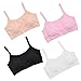 VeaRin Big Girls' Cotton Training Crop Bra with Padding,Starter Bras for Girls Pack of 4 White