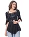 Belle Poque Plus Size Women Gothic Top Stretchy Square Neck Cotton Top ,Black,X-Large