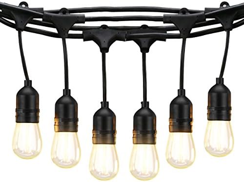 Cymas Outdoor Edison String Lights, 33Ft UL Listed Waterproof Connectable String Lights with 10 LED E26 Edison Bulbs Heavy Duty Decorative Lights for Backyard Party   Patio Wedding Bistro