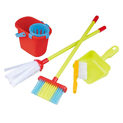 PlayGo My Cleaning Wheel Trolley Set 8PCS Housekeeping Broom, Mop,Organizing Stand Children Cleaning Tools