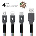 Multi Charger Cable 3A PACK 2, 3 in 1 Multiple USB Syncing Data Charging Cable Flat Cord Lighting Type C Micro USB Compatible Most Phone, Android Cellphones (Black 3FT)