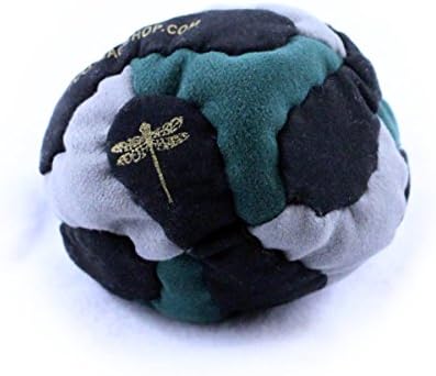 Dragonfly Footbags Black, Grey, and Green Paradox 14 Panel (Hacky Sack)