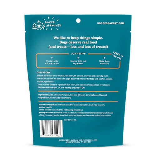 BOCCE’S BAKERY PHANTOM FEAST NATURAL SOFT & CHEWY HALLOWEEN DOG TREATS – WHEAT-FREE EVERYDAY COOKIES FOR DOGS, MADE WITH REAL INGREDIENTS & BAKED IN THE USA – CHICKEN & PUMPKIN FLAVORED (6 OZ BAG)