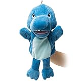 HollyHOME Hand Puppets Dinosaur Plush Hand Puppets Zoo Animal Puppets Hand Animal Toys 14 Inches Blue