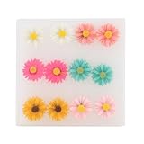 Yaruie Pack of 12 Pairs(2boxes) Daisy Ear Stud Earrings Bulk Multicolor