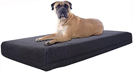 TOP DOG XL Orthopedic Memory Foam Pet Bed 40" X 35" X 4" 100% USA Made Blue Denim 12oz.