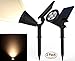 Solar Spotlights, Kiwii Warm Light 2-in-1 Adjustable 4 LED Wall / Landscape Solar Lights with Automatic On/Off Sensor, 2 Pack