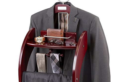 ClosetMate Executive Clothes Valet Stand - Beautiful Solid Hardwood Valet Clothing Hanging System with Mirror, Rack for Shoes, Tray for Cell phone and Keys, Great Gift