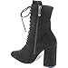 CAPE ROBBIN GD77 Women's Lace-up Size Zipper Block Heel Ankle Booties