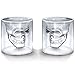 EASYTAR Skull Shot Glass, Thick Base, Double Wall, Clear Glass Crystal Skull Shotglass,crystal Skull Pirate Shot Glass Drink Cocktail Beer Cup(75ml)(2 pack)