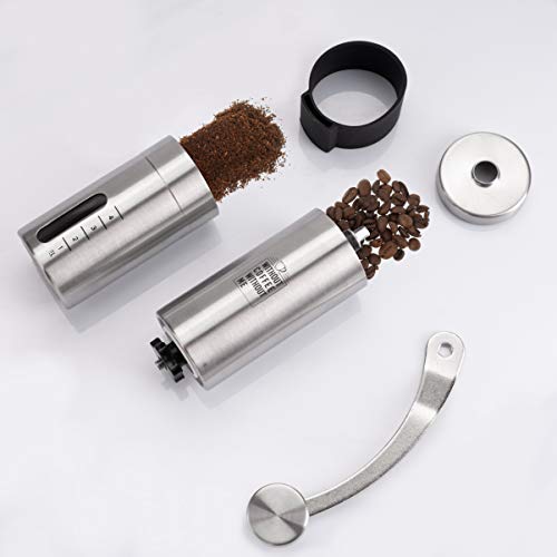 NOUTEN® Premium Hand-Kaffeemühle mit Keramik-Mahlwerk - Kompakte Kaffeemühle mit Tasche und Halterung auf Reisen… – Bild 3
