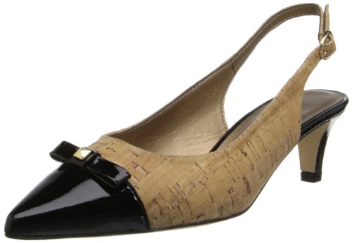 VANELi Women's Tiffany Spectator Pump,Natural Cork/Black Smack Met Patent,6.5 M US