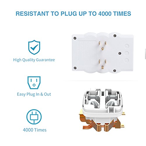 BULL Wall Mounted Electrical Outlet Surge Protector Power Strip White, Portable Mini Wall Tap Socket, UL Listed,200 Joules - Thumbnail 5