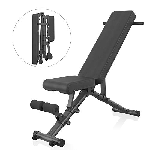 BARWING Adjustable Weight Bench- 800 lbs Folding Full Body Workout Bench with Dragon Flag, Automatic Lock Multi-Purpose Incline/Flat/Decline Bench for Home Gym Strength Training Black-Black - Thumbnail 7