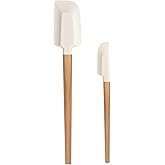 LorisArm Wooden Handle Spatula Set, 12" & 9" Rubber Spatula Silicone Spatulas for Baking Cooking and Mixing.