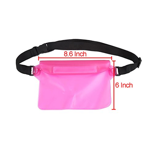 ABNER (2pack) Universal Waterproof Bag Durable Pouch Case Adjustable Waist Belt Large Capacity Phone Money Holder For Swim,Fishing,Snorkeling,(2pack)4 colors (pink+white)