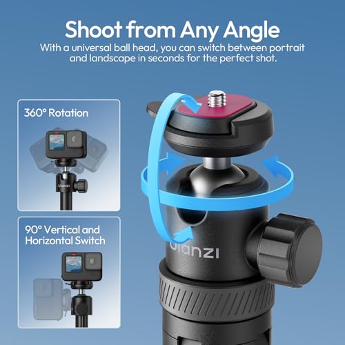Ulanzi TT24 Selfie Stick Tripod, Cka Quick Release Selfie Stick for DJI Pocket 3 4/DJI Osmo Action 5 4, Action Camera Tripod for Gopro/Insta360 X5/X4/X3/Ace Pro/ONE X2, Action Camera Accessories
