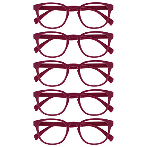 OPULIZE Pop 5 Pacco Retrò Giro Colore Rosa Fucsia Opaco Liscio Uomo Donna Occhiali Da Lettura Cerniere Molla RRRRR2-4 +2,50