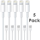 8 pin Lightning to USB Cable Sync and Charging Cord for iPhone 6s plus, 6s, 6 plus, 6, 5s, 5c, 5, iPad Air, iPad mini, iPod nano and iPod touch (White 5 Pack(3FT))